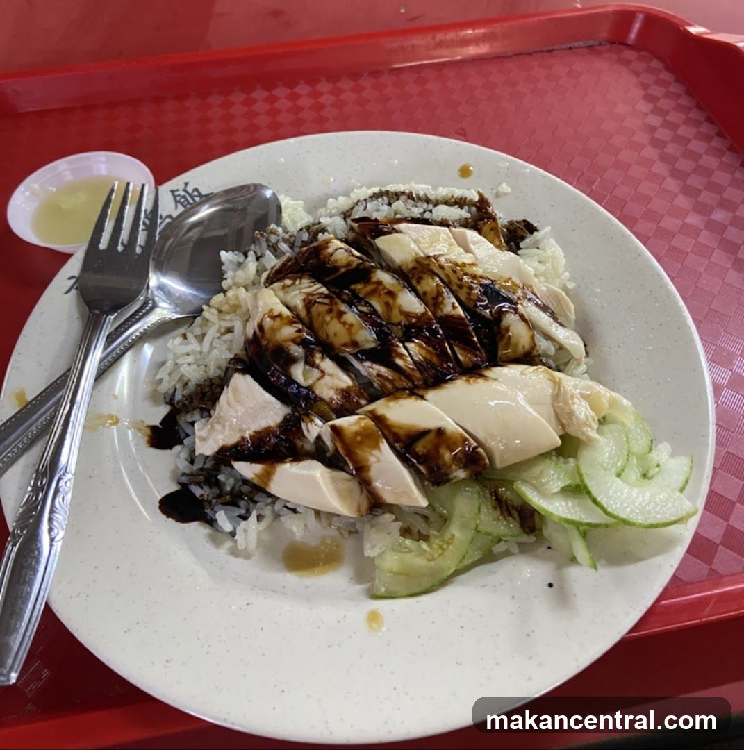 Chicken Rice Plate on Red Tray