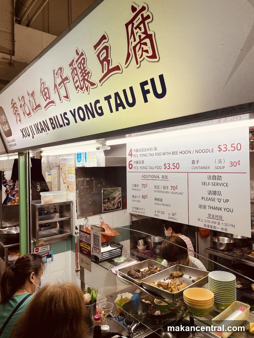 Food stall interior with signage