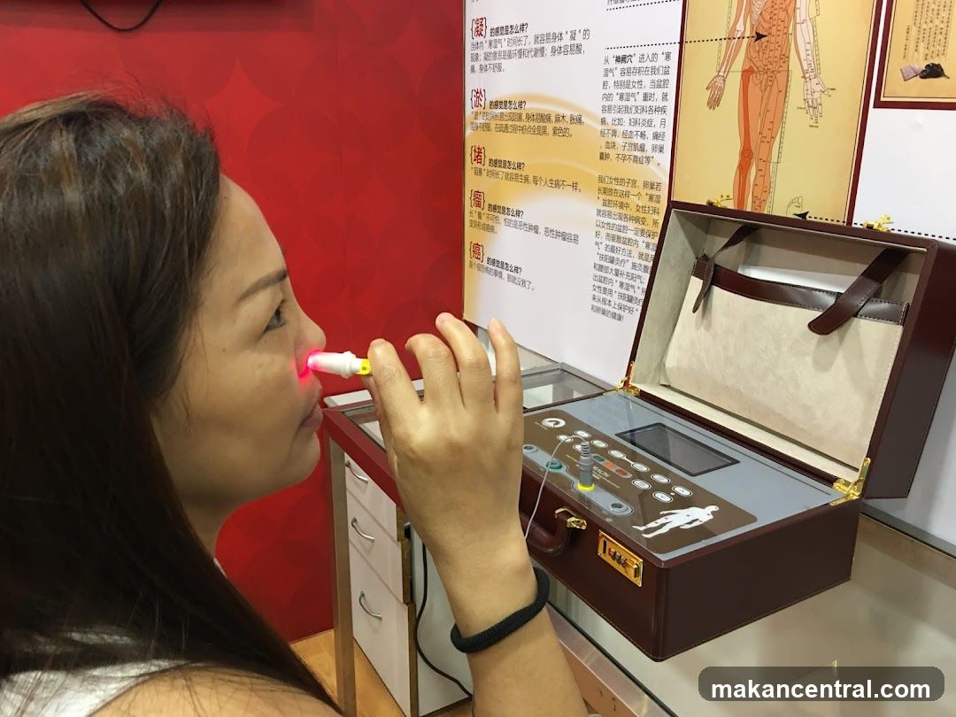 Woman using a device in a room