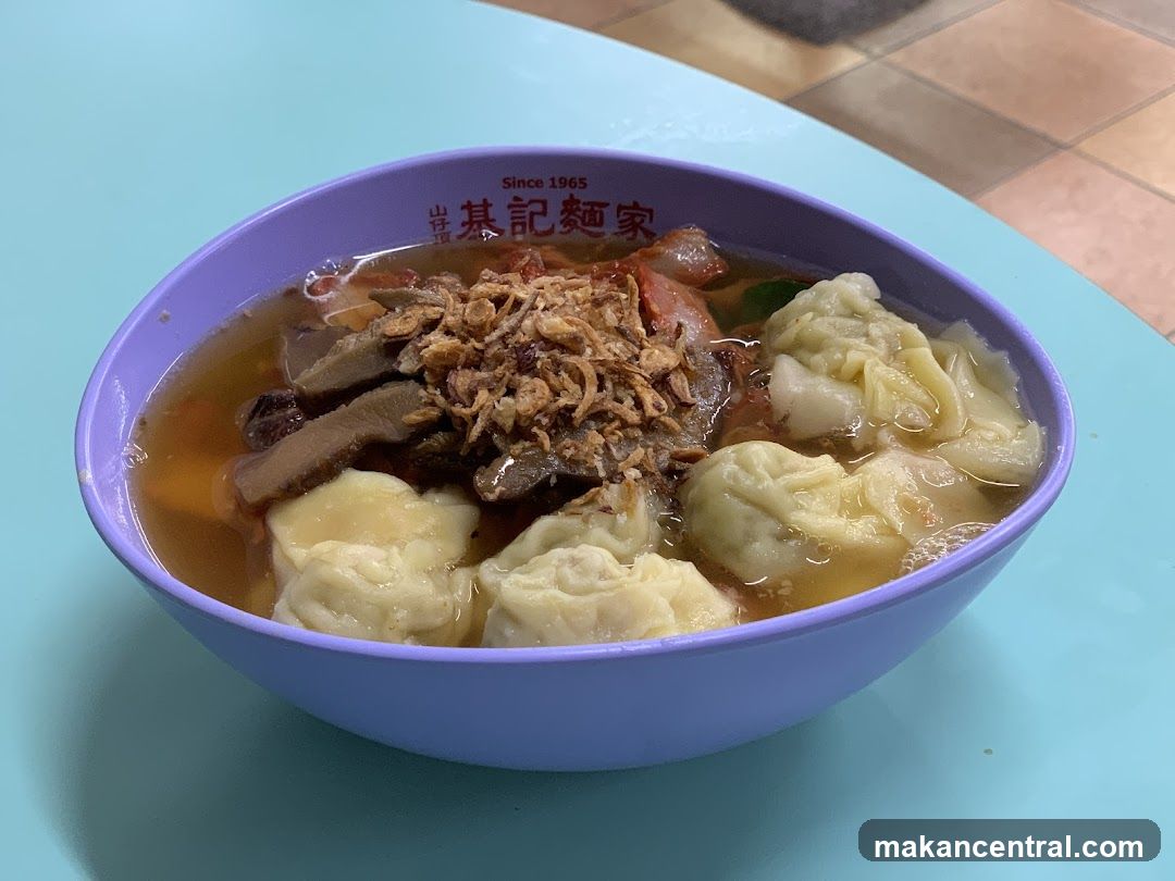 Wonton Soup in Purple Bowl