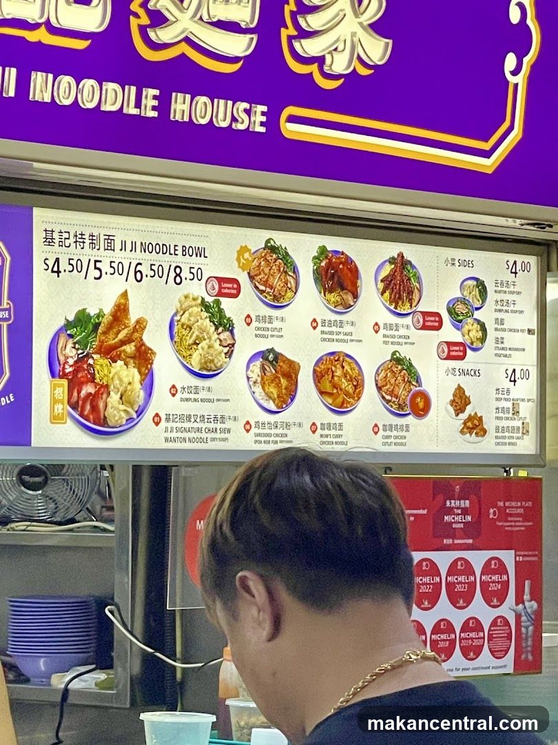 Ji Ji Noodle Bowl Menu Board