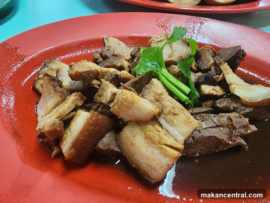 Food on a red plate