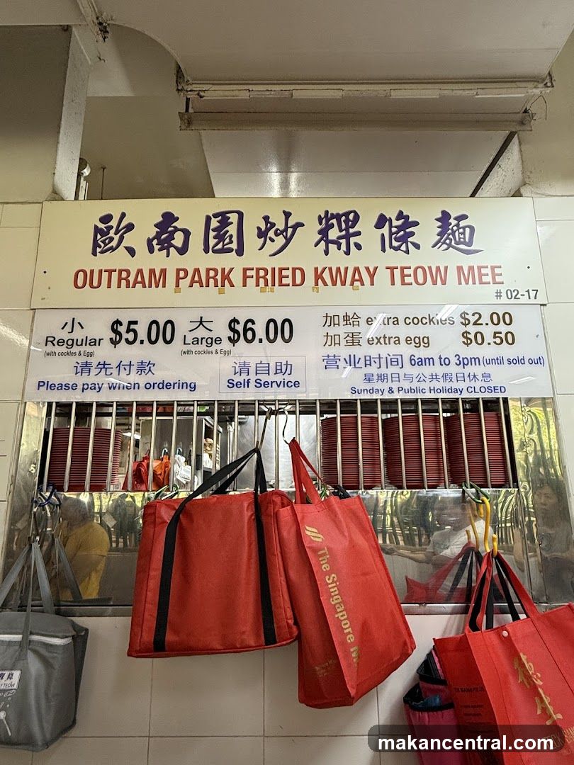 Outram Park Fried Kway Teow Mee Menu Board