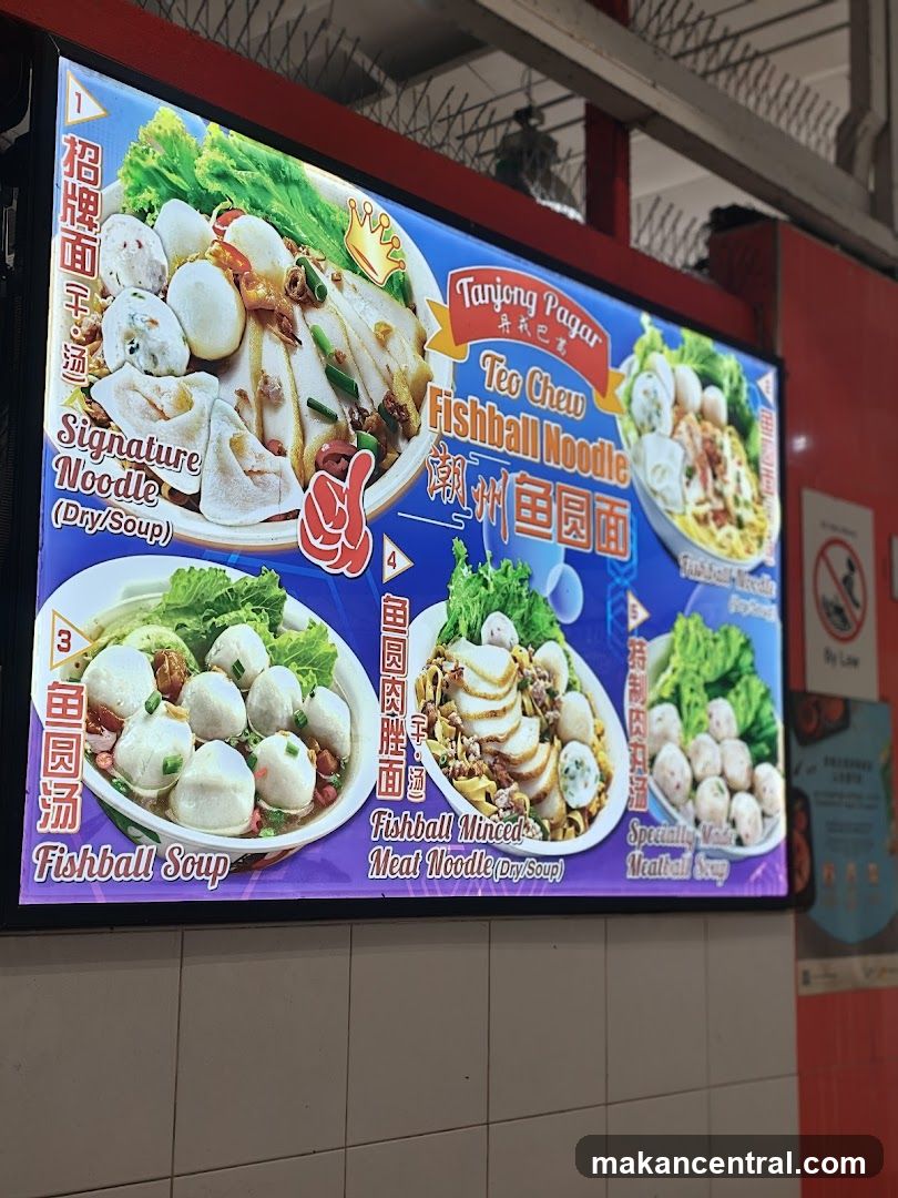 Tanjong Pagar Teo Chew Fishball Noodle Menu Board
