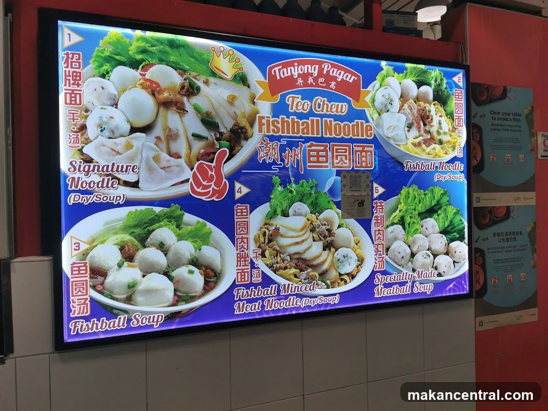 Tanjong Pagar Teo Chew Fishball Noodle Menu