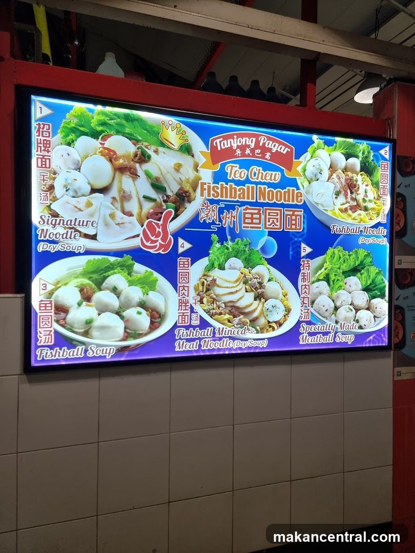 Tanjong Pagar Teo Chew Fishball Noodle Menu