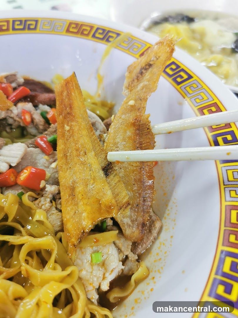 Noodle Dish with Fried Fish Skin