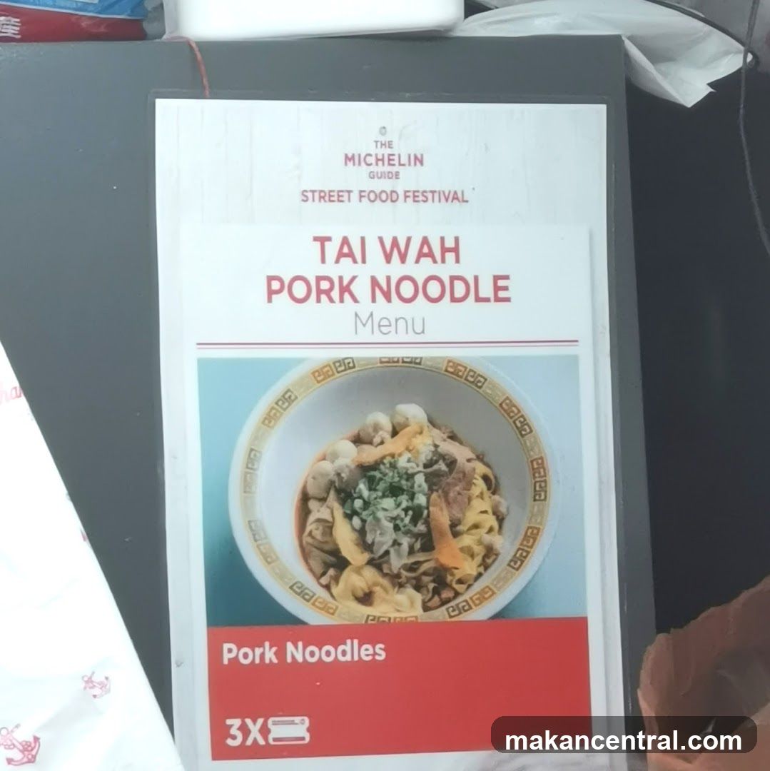 The Michelin Guide Street Food Festival - Tai Wah Pork Noodle Menu