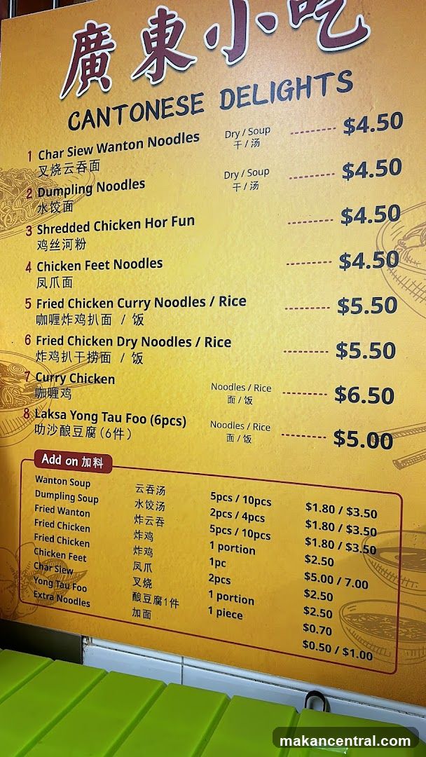 Cantonese Delights Menu