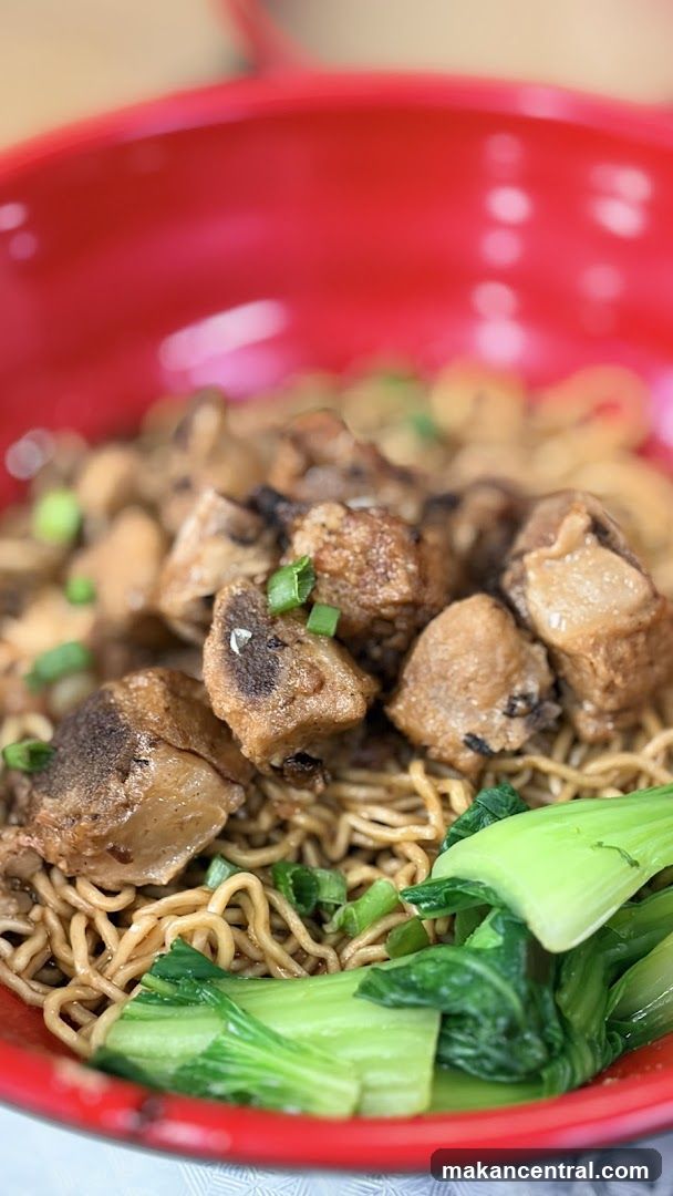 Noodle Dish in Red Bowl