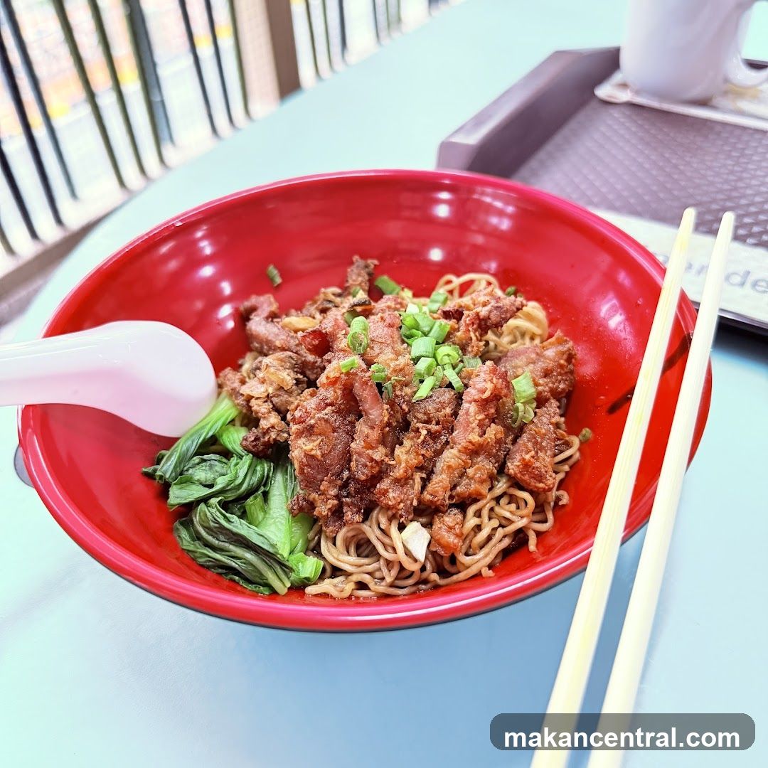 Noodle Dish in Red Bowl
