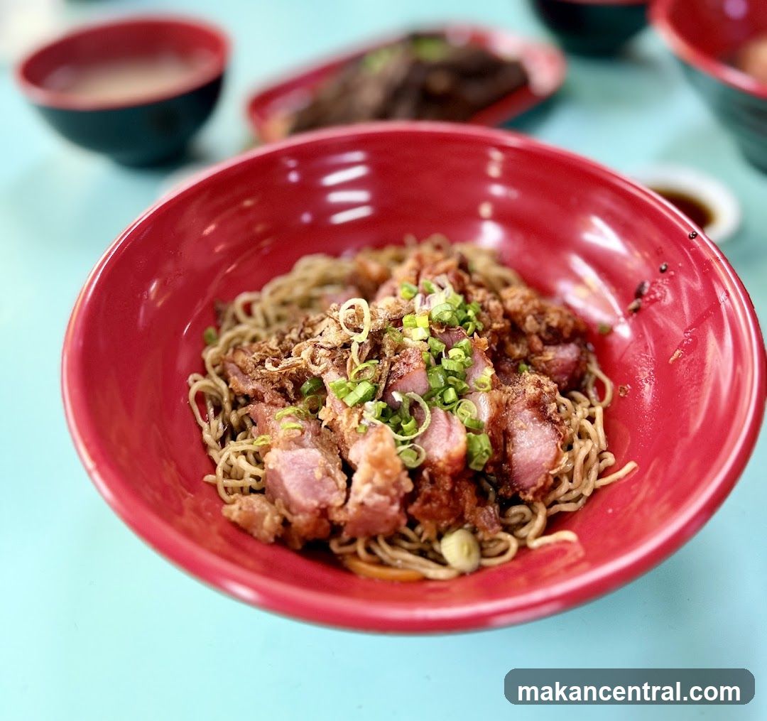 Noodle Dish in Red Bowl