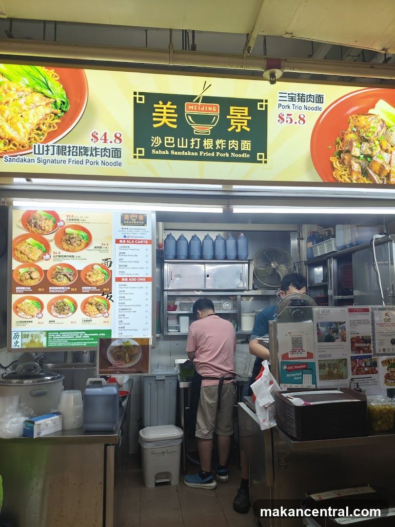 Food stall interior with signage