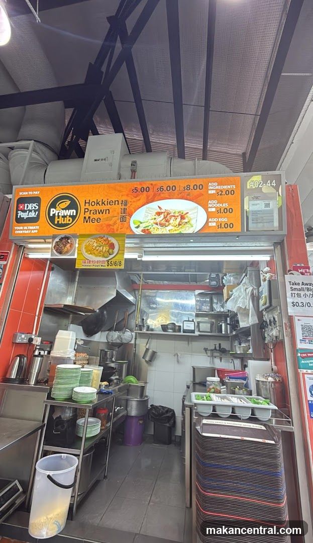 Food stall interior with signage