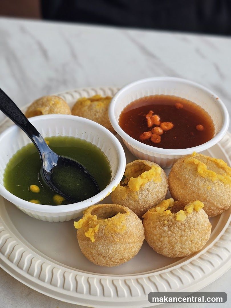Food Plate with Pani Puri and Tamarind Chutney