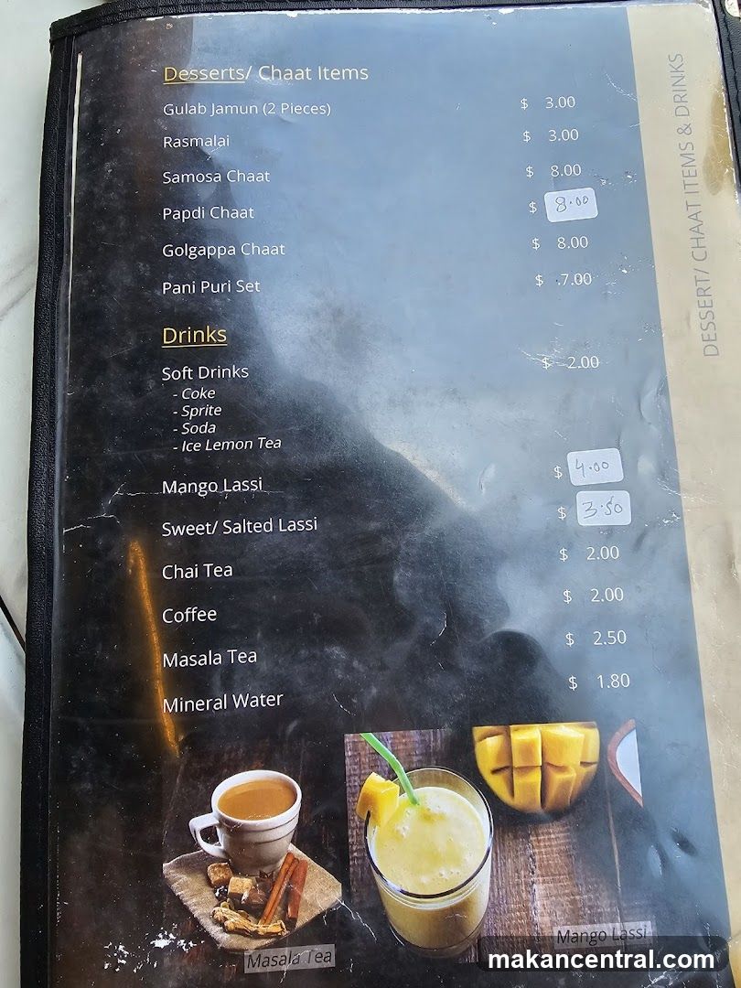 Desserts/Chaat Items & Drinks Menu