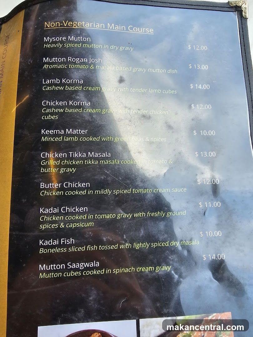 Non-Vegetarian Main Course Menu