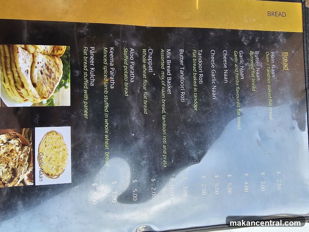 Bread Section of Menu