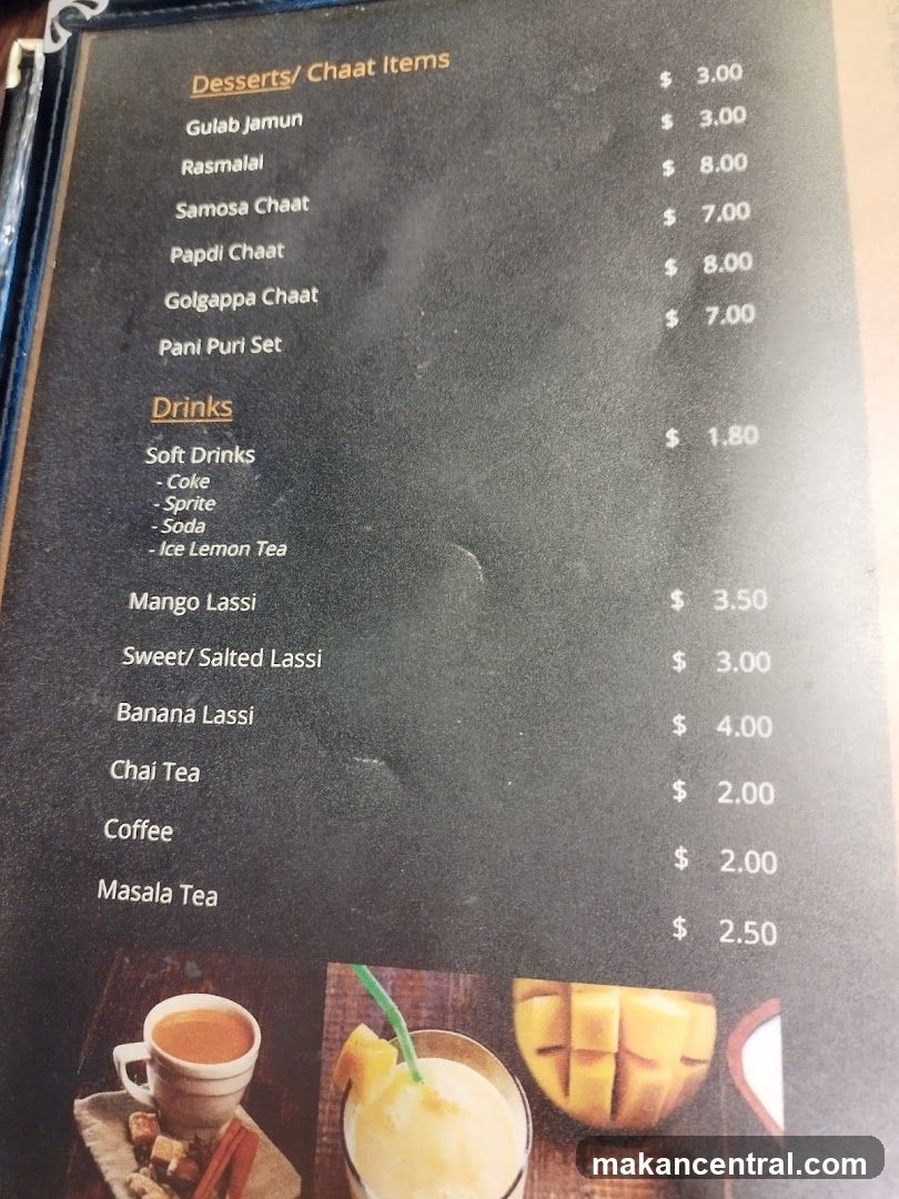 Desserts/Chaat and Drinks Menu