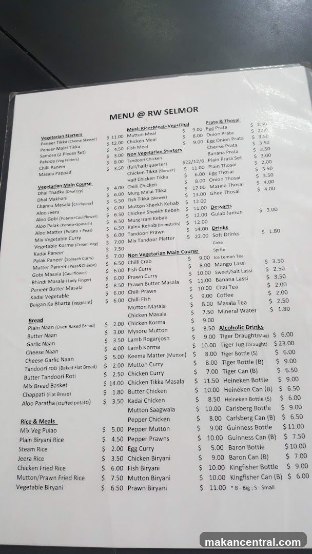 MENU @ RW SELMOR