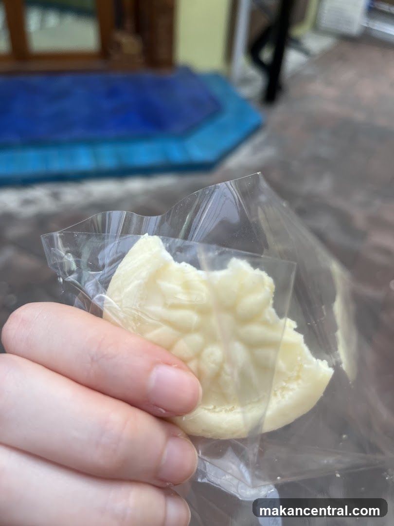 Hand holding a white chocolate treat