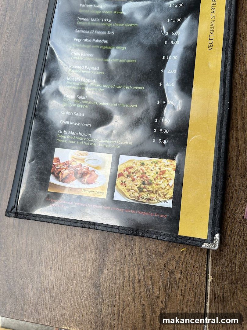 Vegetarian Starters Menu