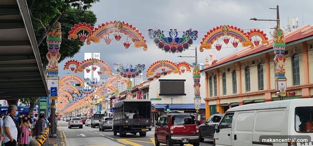 Street decorated with festive arches