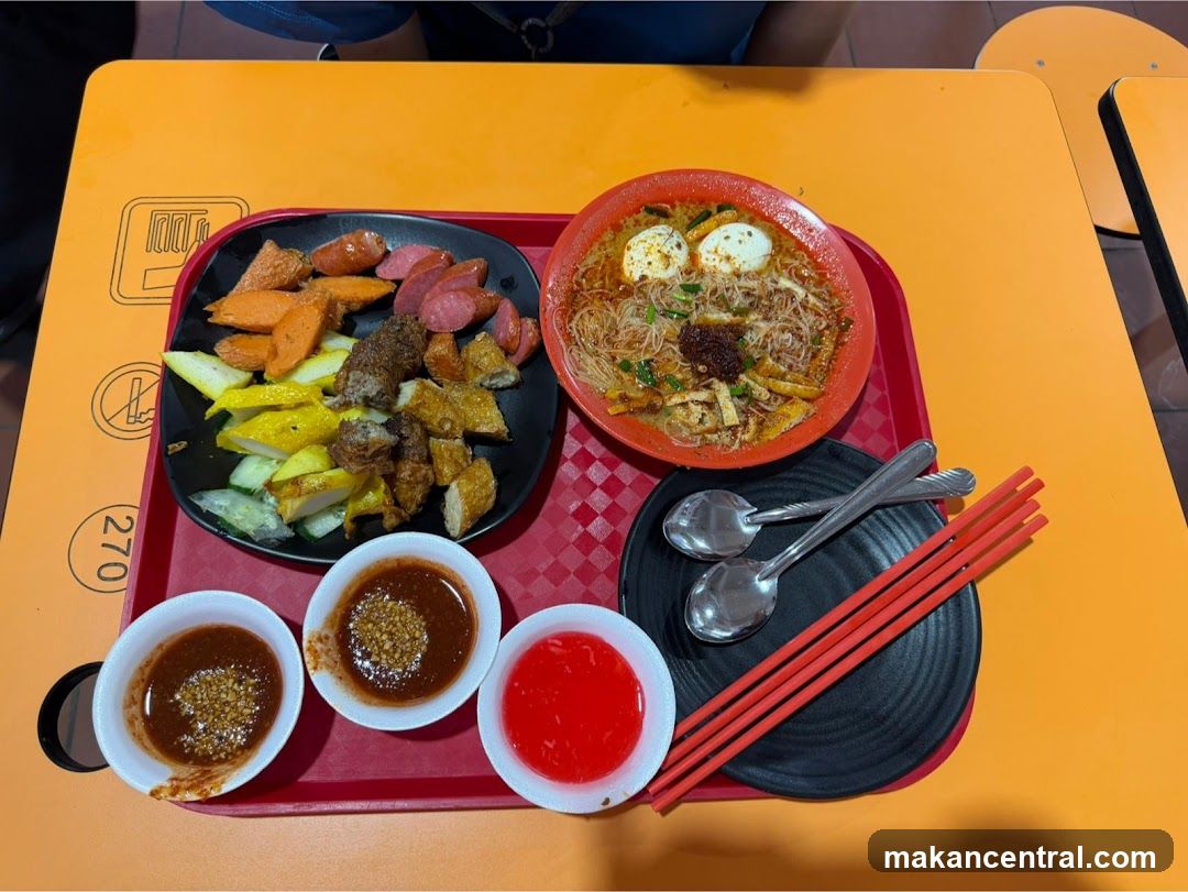 Food Tray with Noodles and Sides