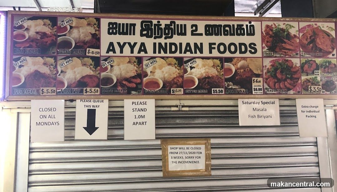 AYYA INDIAN FOODS Menu