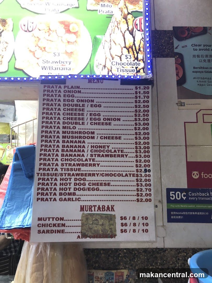 Prata and Murtabak Menu