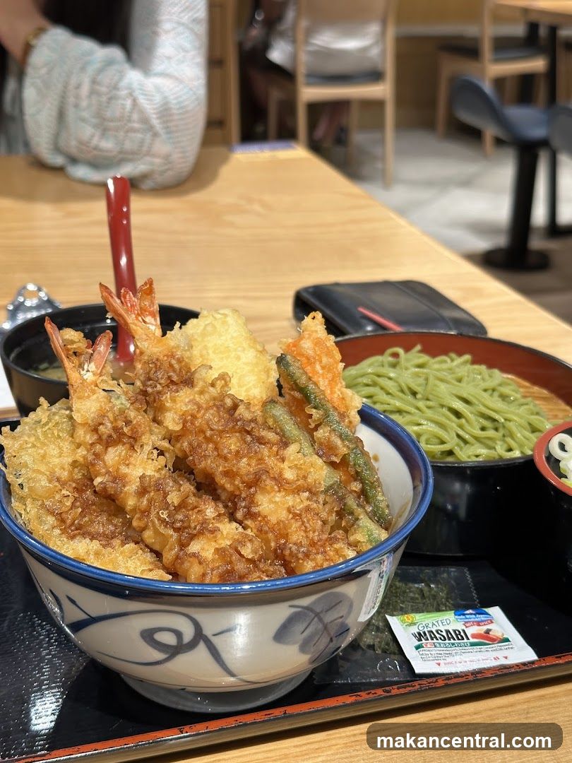 Tempura Donburi with Green Tea Soba