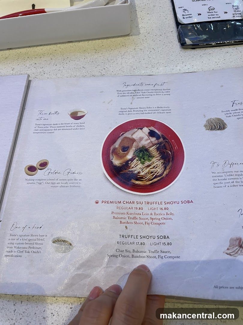 Tsuta Signature Shoyu Soba Menu