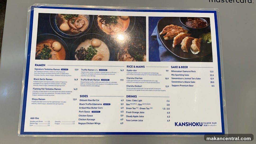 Kansoku Ramen Bar Menu