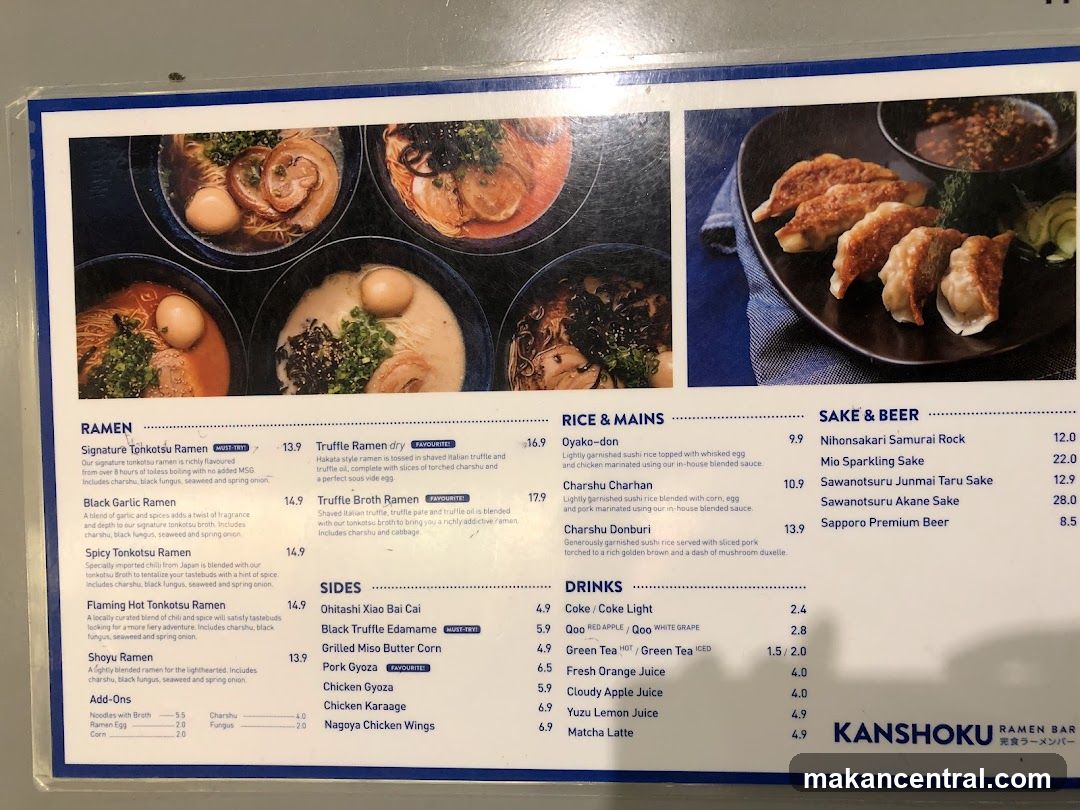 KANSHOKU RAMEN BAR Menu