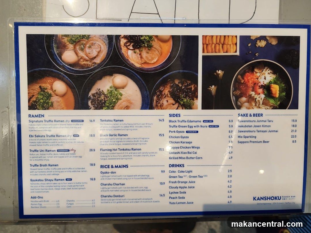 Kanshoku Ramen Bar Menu