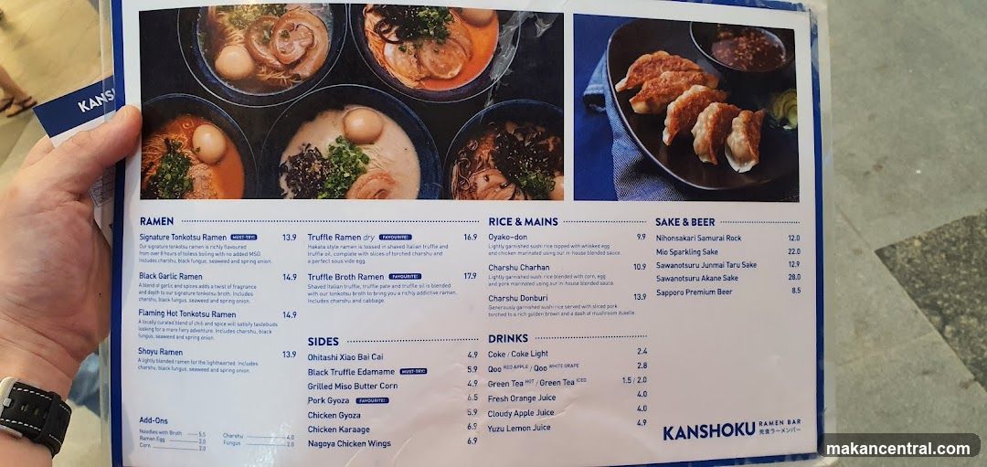 Kanshoku Ramen Bar Menu