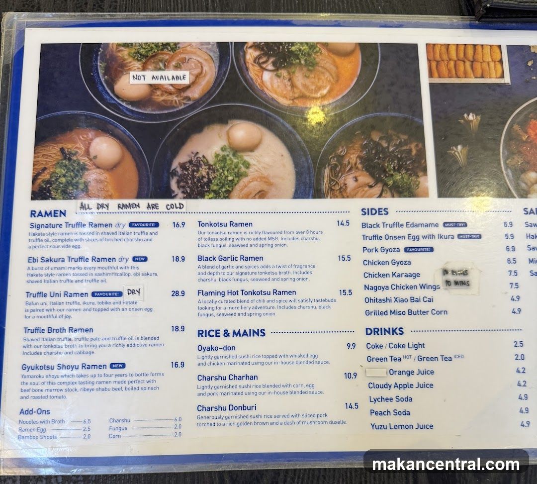 Ramen Menu