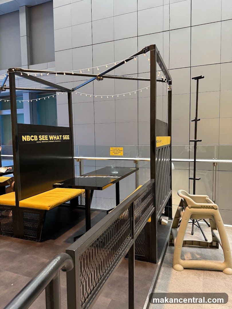 Outdoor Seating Area with Booths and Tables