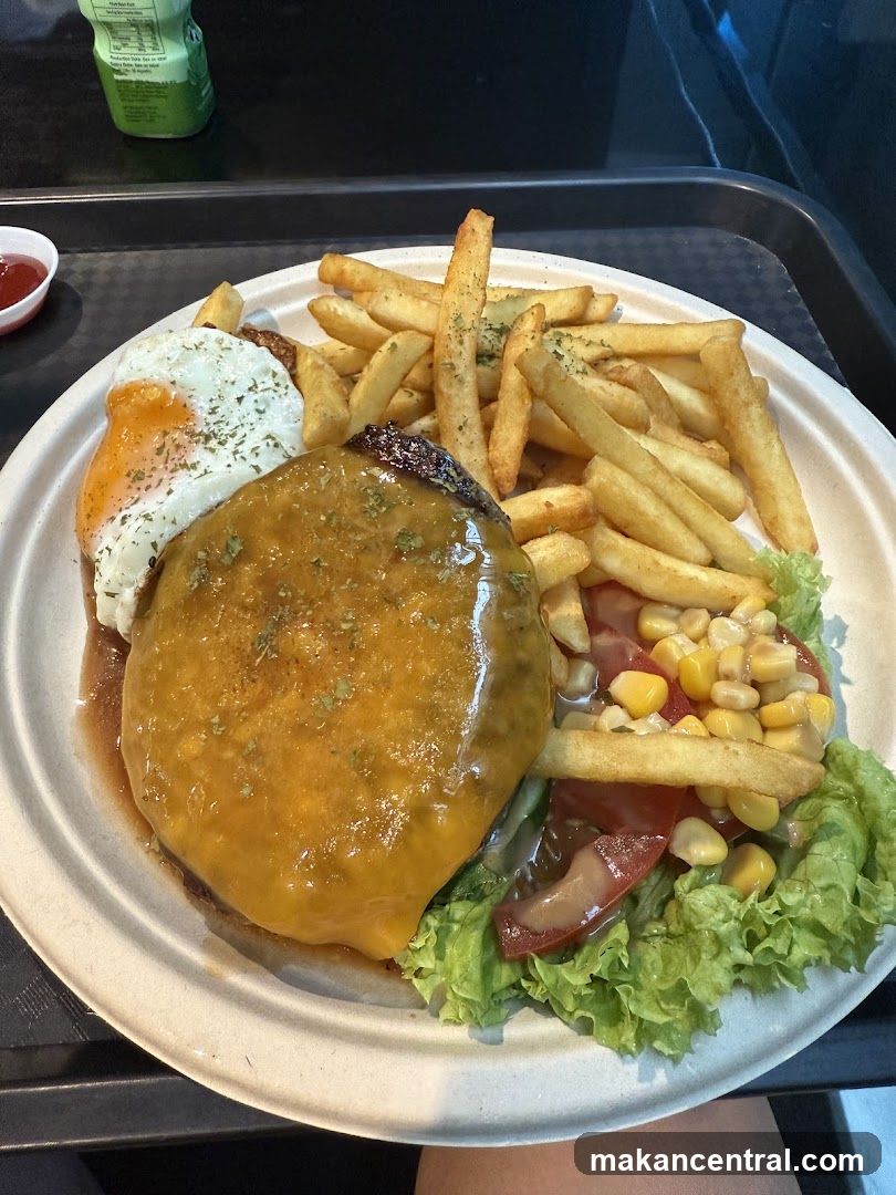 Cheeseburger with Fries and Salad