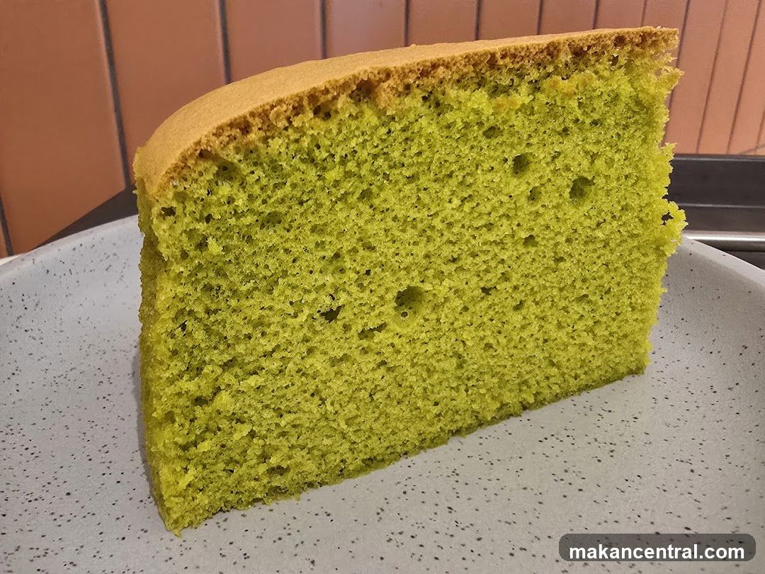 Slice of Matcha Chiffon Cake