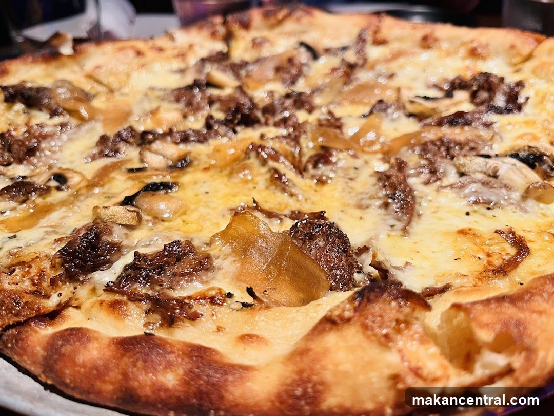 Close-up of a gourmet pizza