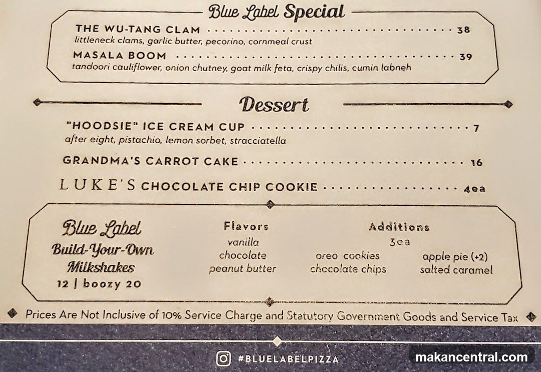 Blue Label Special & Dessert