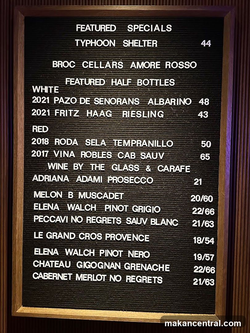 Featured Specials and Wine List