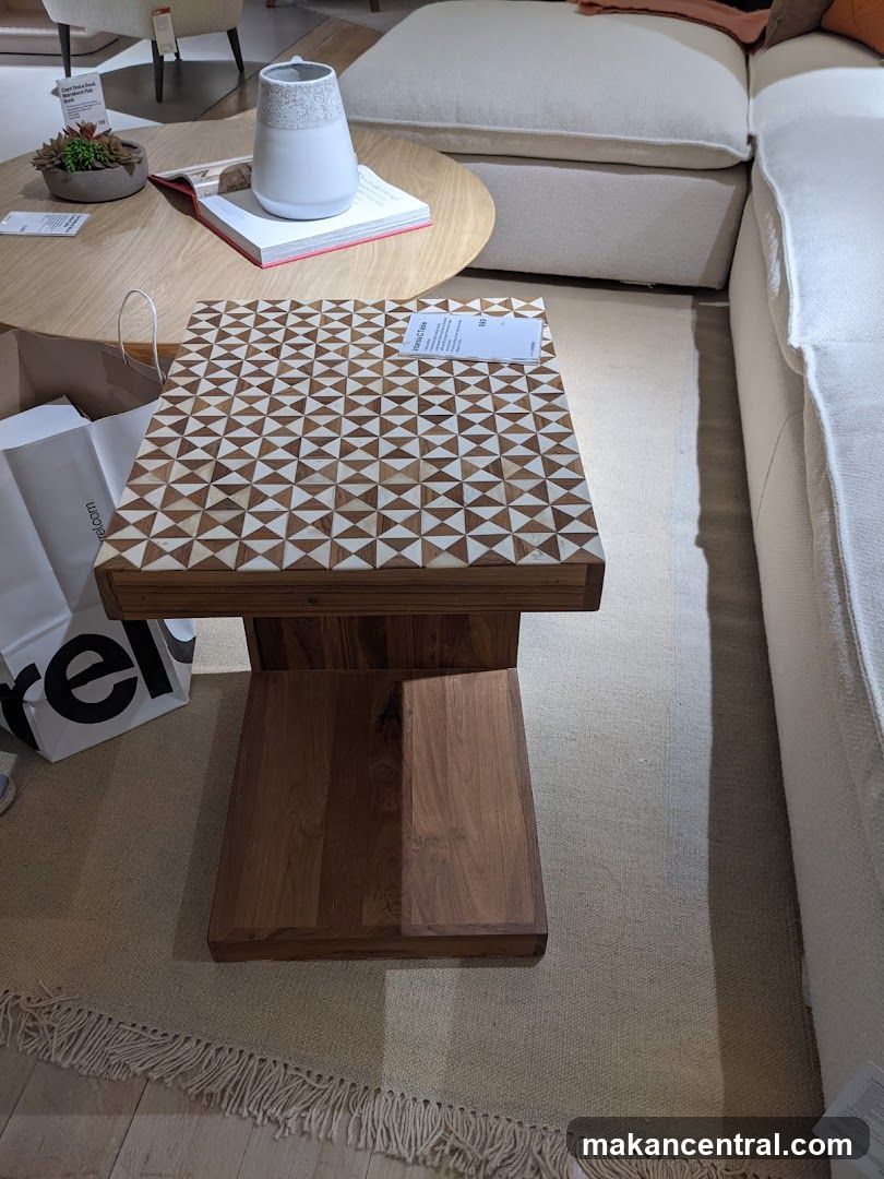 Geometric Inlay Side Table
