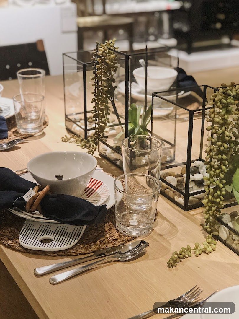 Table Setting with Decorative Terrariums