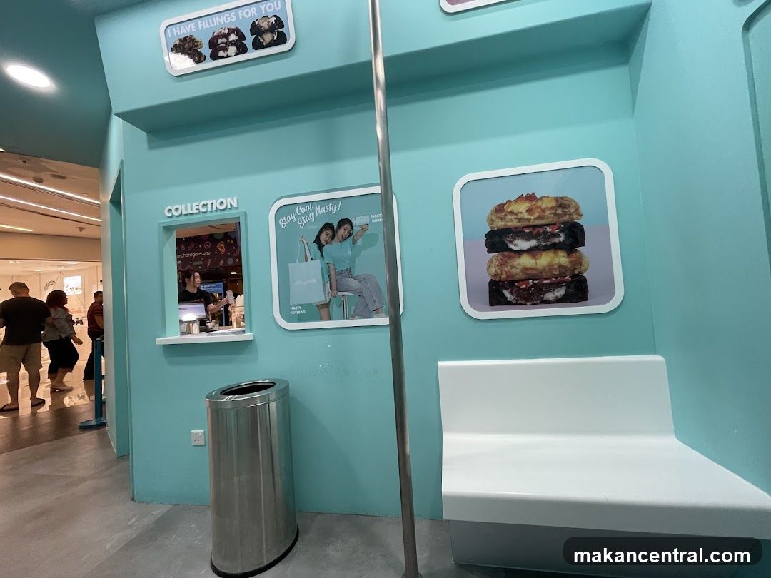 Dessert shop interior with collection counter
