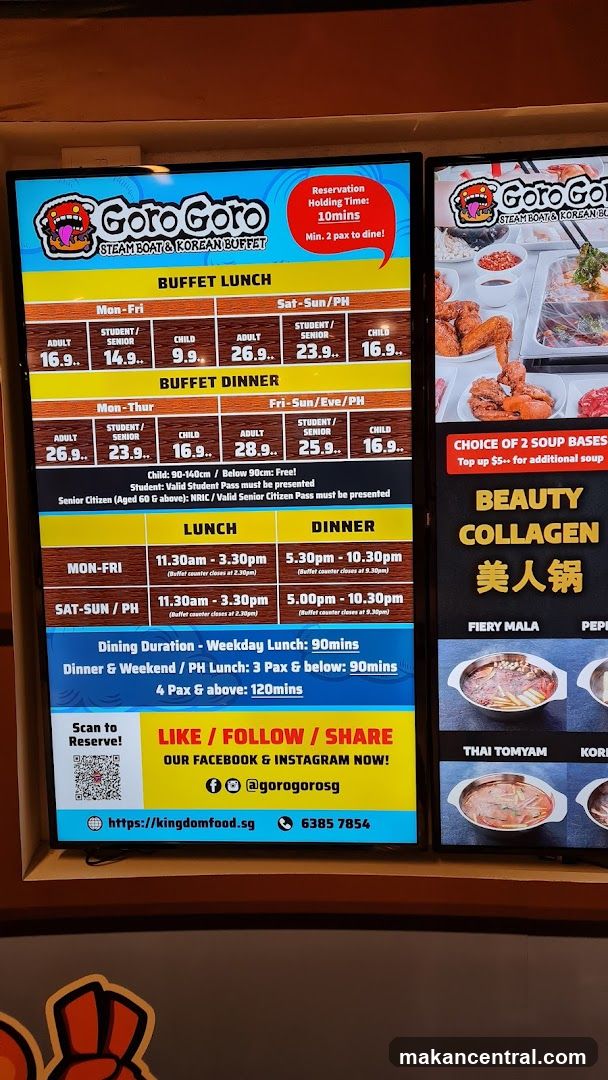 Goro Goro Steam Boat & Korean Buffet Menu