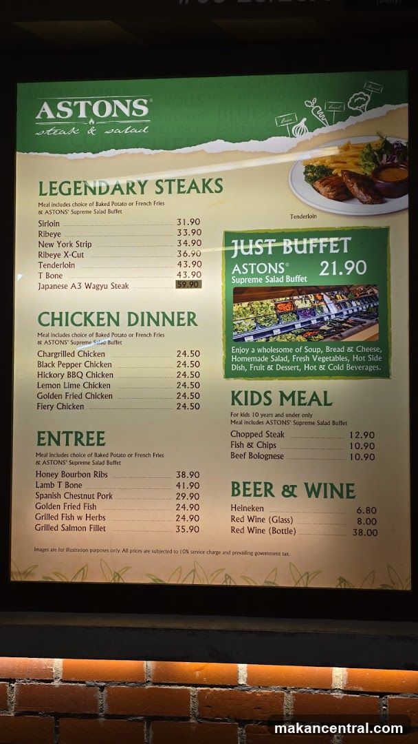ASTONS Steak & Salad Menu