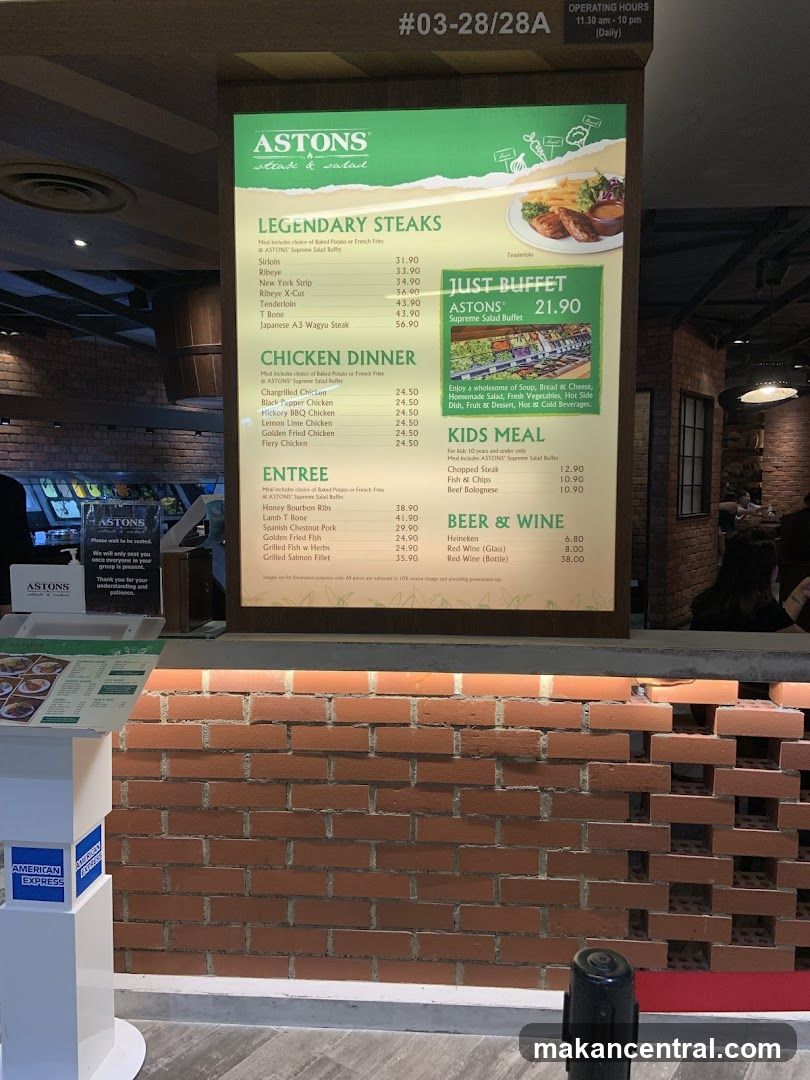 ASTONS Steak & Salad Menu