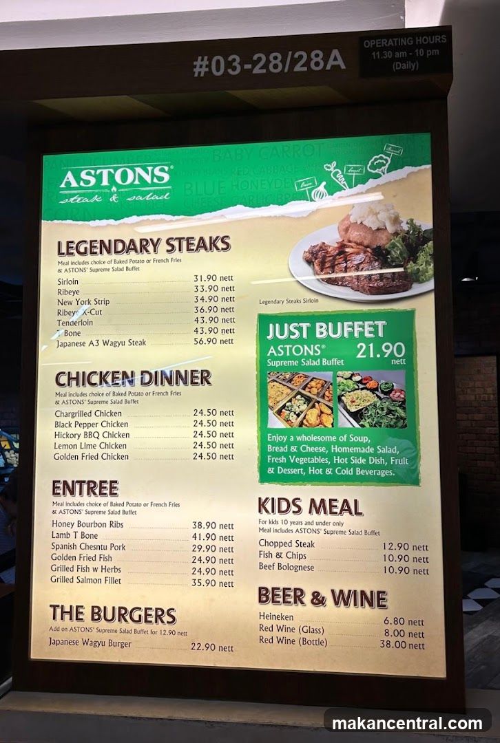 ASTONS Steak & Salad Menu